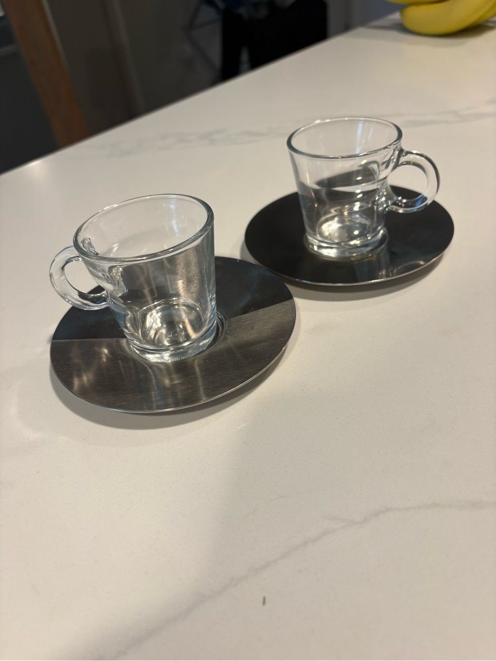 Nespresso Espresso Cup Saucers with Clear Glass Cups - Set of 2
